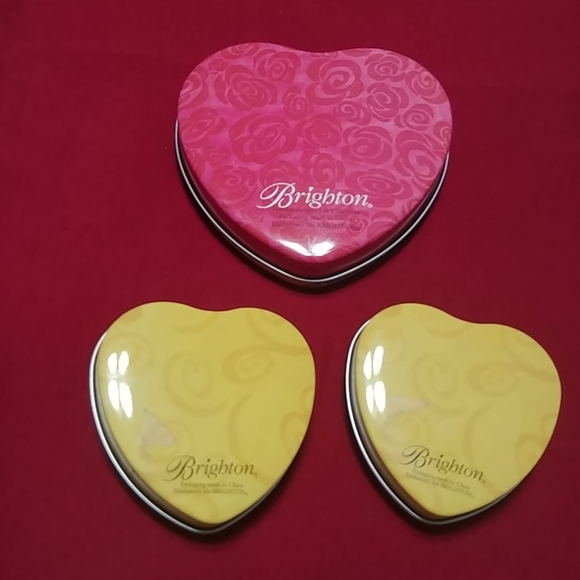 Set of 3 Brighton Metal Tin Collector Heart Tins - Picture 2 of 8